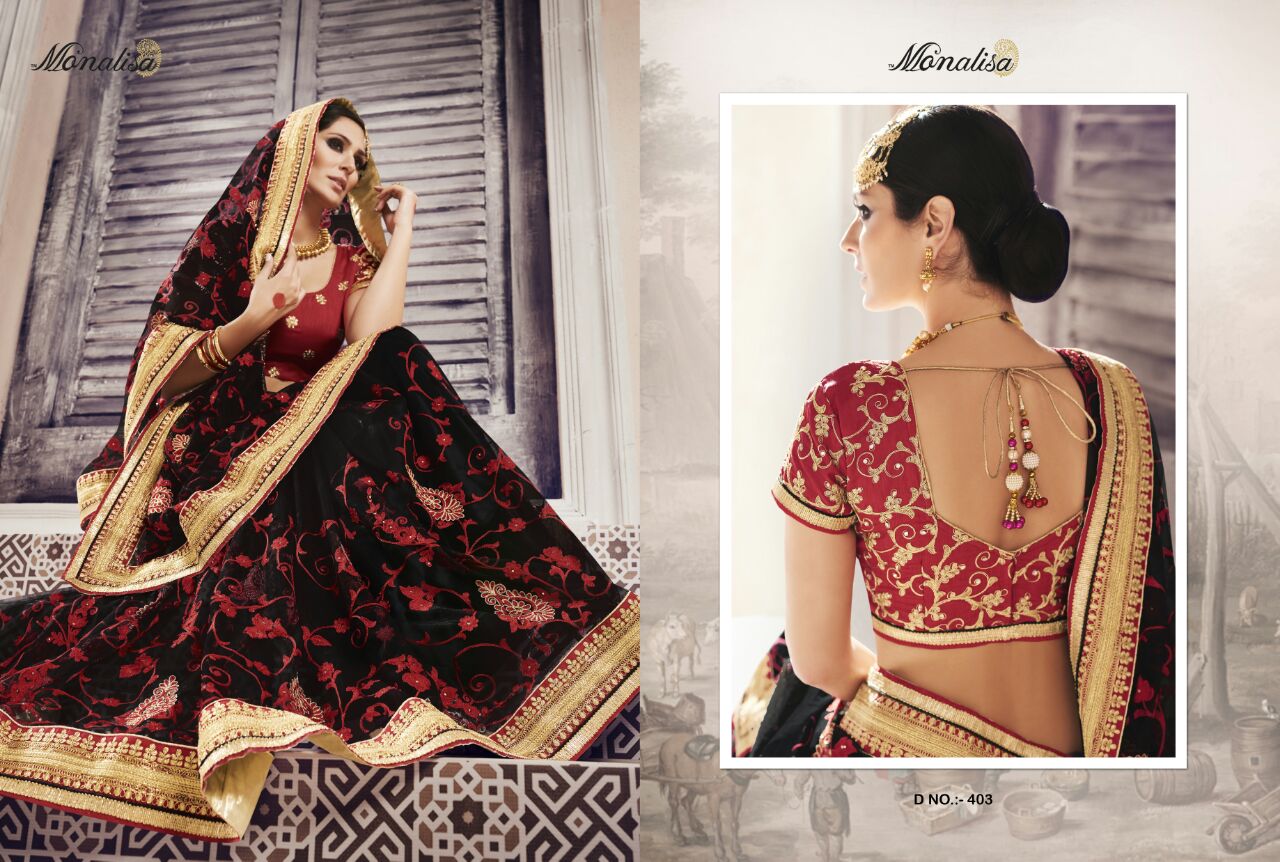 Monalisa 400 Series By Monalisa Indian Traditional Beautiful Embroidered Designer Colourful Party Wear Occasional Wear Ethnic Wear Sarees At Wholesale Price