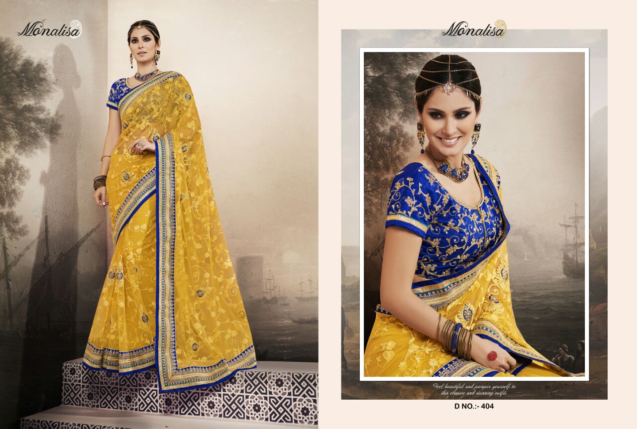 Monalisa 400 Series By Monalisa Indian Traditional Beautiful Embroidered Designer Colourful Party Wear Occasional Wear Ethnic Wear Sarees At Wholesale Price