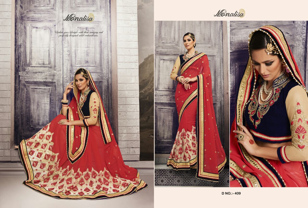 Monalisa 400 Series By Monalisa Indian Traditional Beautiful Embroidered Designer Colourful Party Wear Occasional Wear Ethnic Wear Sarees At Wholesale Price