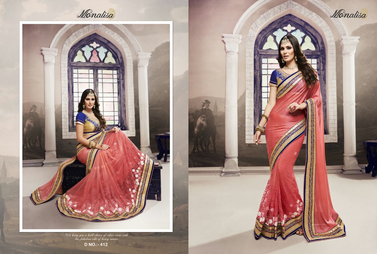 Monalisa 400 Series By Monalisa Indian Traditional Beautiful Embroidered Designer Colourful Party Wear Occasional Wear Ethnic Wear Sarees At Wholesale Price