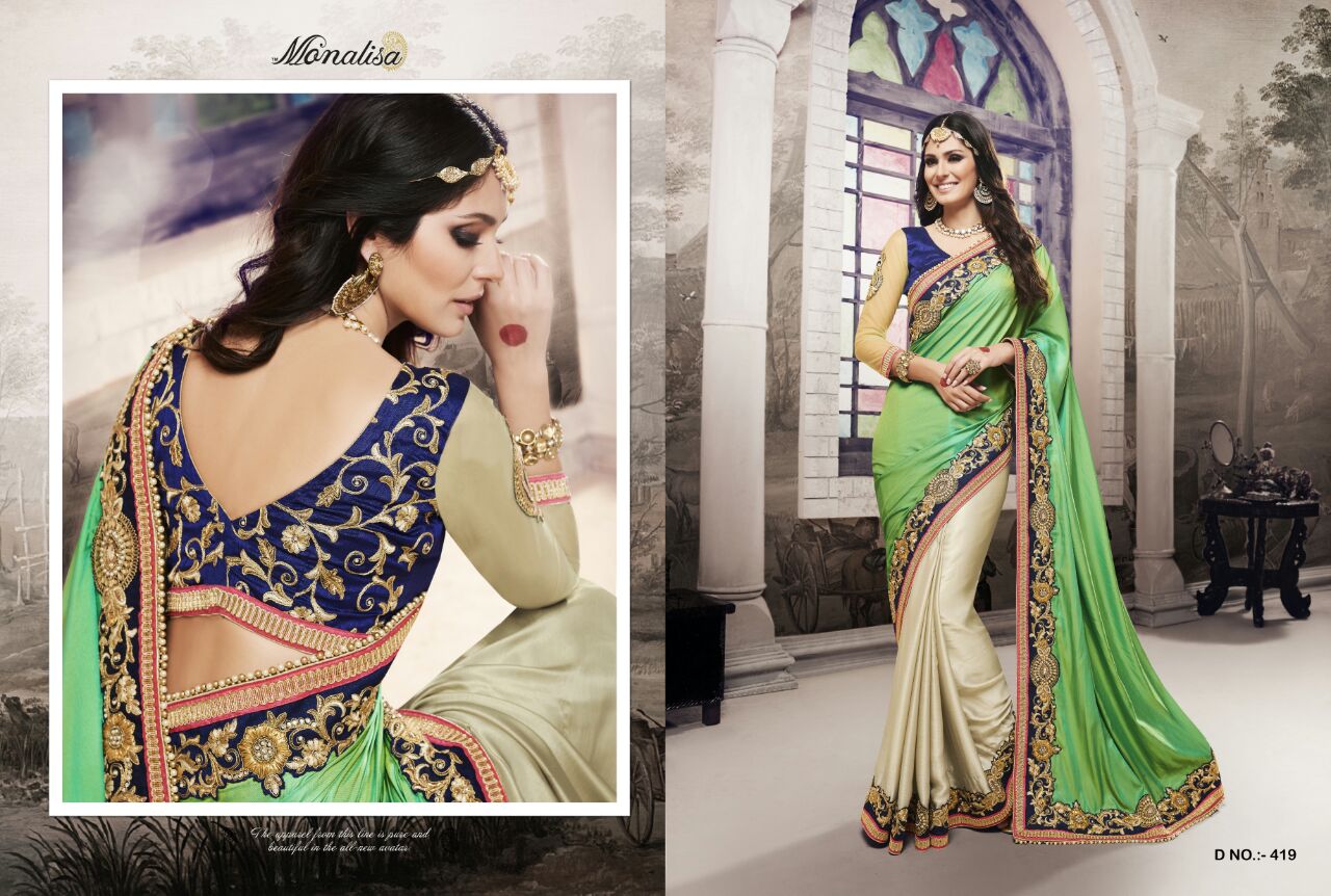 Monalisa 400 Series By Monalisa Indian Traditional Beautiful Embroidered Designer Colourful Party Wear Occasional Wear Ethnic Wear Sarees At Wholesale Price