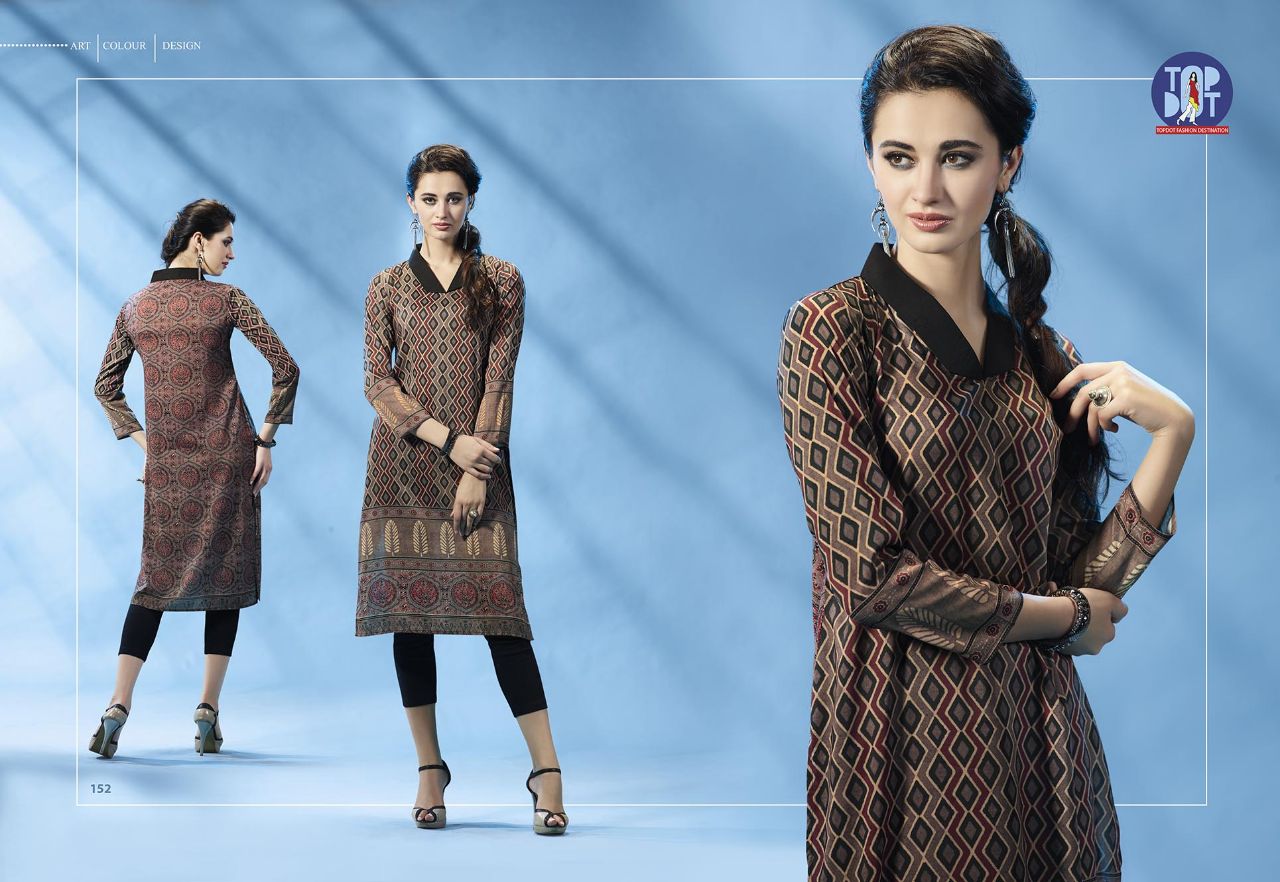 Motif Vol-3 By Top-dot 147 To 152 Series Western Stylish Beautiful Designer Pure Digital Printed Casual Wear Ploy Modal Kurtis At Wholesale Price