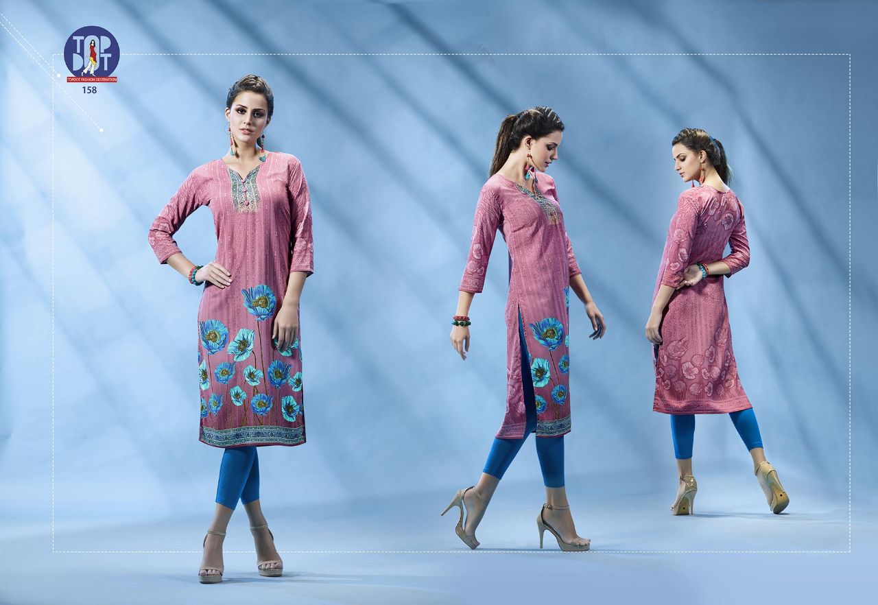 Motif Vol-4 By Top-dot 153 To 162 Series Beautiful Stylish Colorful Fancy Casual Wear & Ethnic Wear French Crepe Printed Kurtis At Wholesale Price