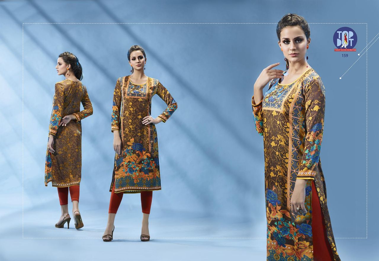 Motif Vol-4 By Top-dot 153 To 162 Series Beautiful Stylish Colorful Fancy Casual Wear & Ethnic Wear French Crepe Printed Kurtis At Wholesale Price