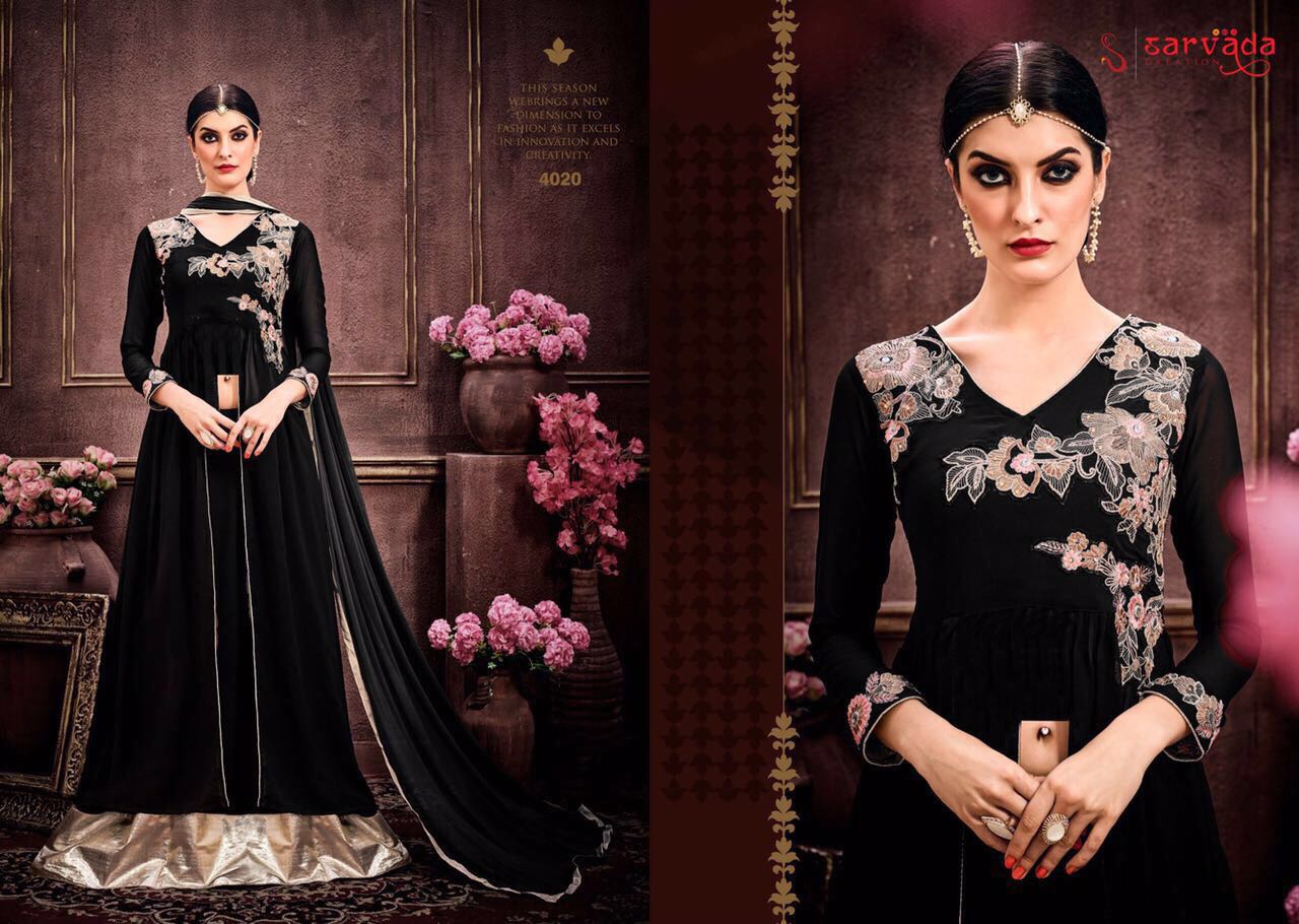 Murti By Sarvada Creation 4019 To 4016 Series Beautiful Stylish Designer Heavy Embroidered Party Wear Georgette Dresses At Wholesale Price