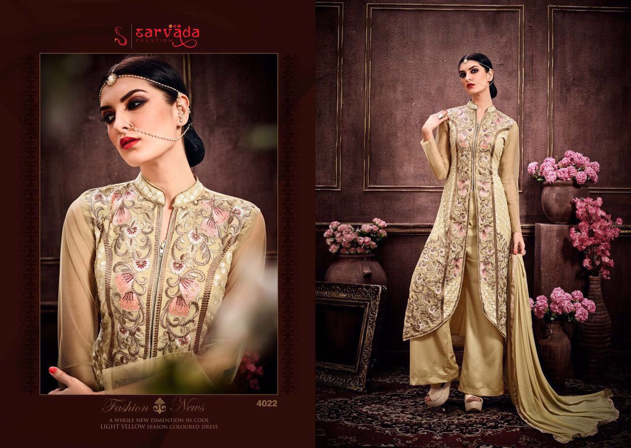Murti By Sarvada Creation 4019 To 4016 Series Beautiful Stylish Designer Heavy Embroidered Party Wear Georgette Dresses At Wholesale Price
