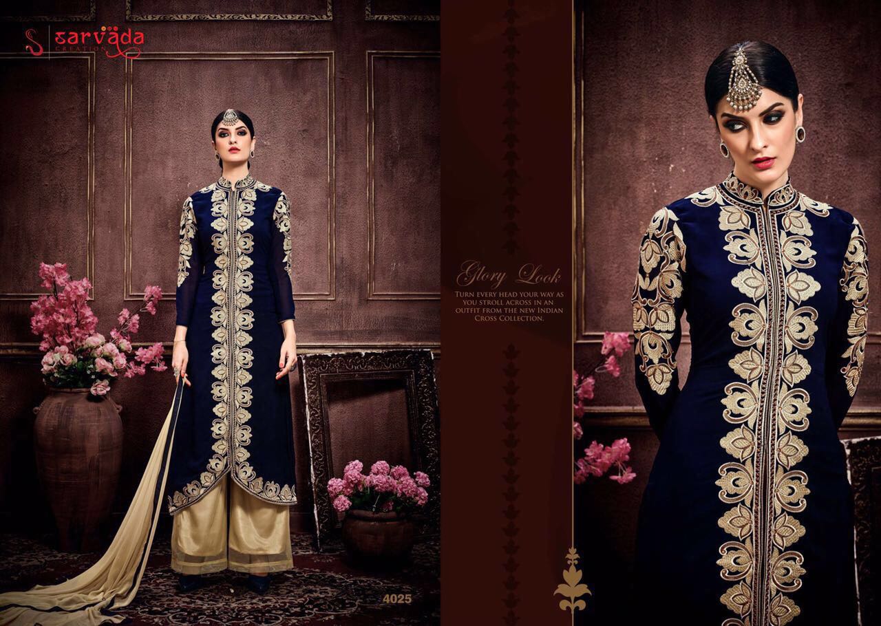 Murti By Sarvada Creation 4019 To 4016 Series Beautiful Stylish Designer Heavy Embroidered Party Wear Georgette Dresses At Wholesale Price