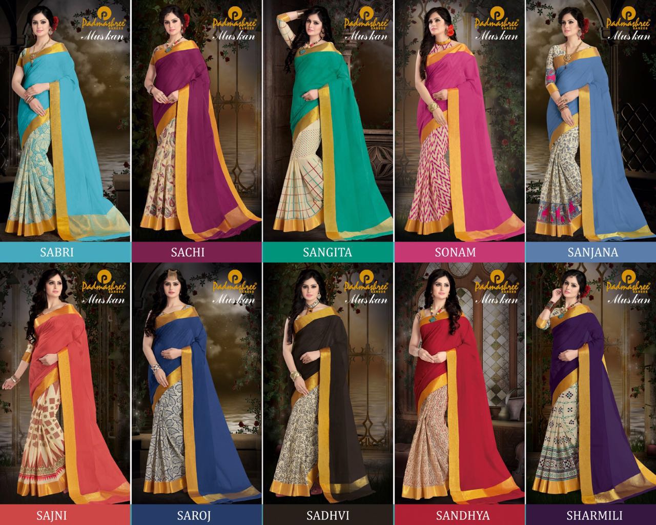 Muskan By Padmashree Sarees Indian Traditional Stylish Designer Printed Casual Wear Half & Half Cotton Sarees At Wholesale Price