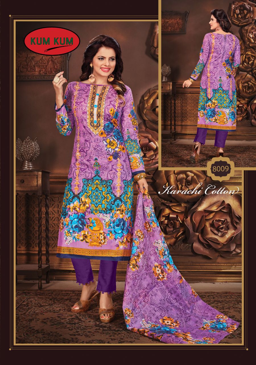 Naaz Karachi Cotton Vol-3 By Kum Kum 8001 To 8010 Series Pakistani Suits Colorful Beautiful Printed Casual Wear Cotton Un-stitched Dresses At Wholesale Price