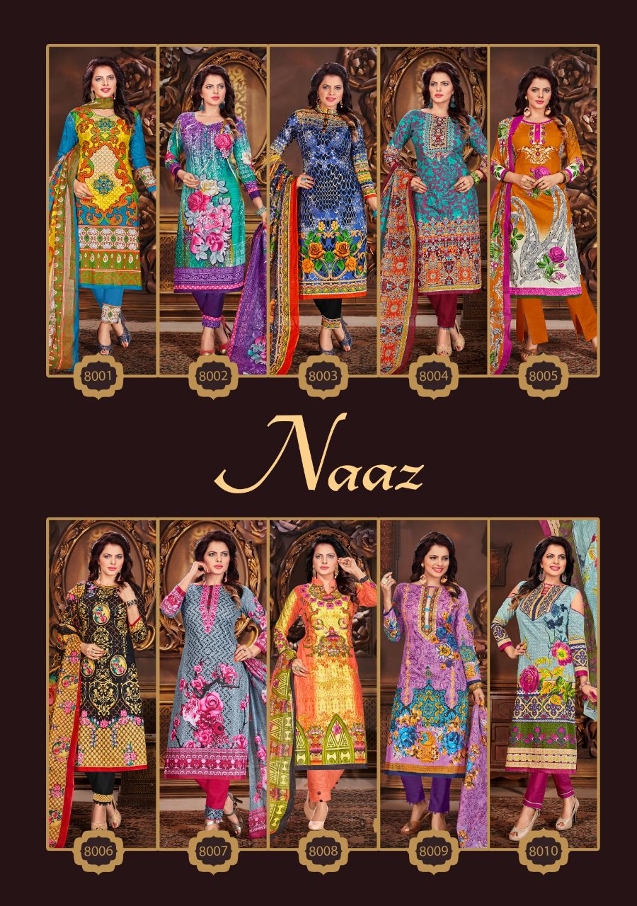 Naaz Karachi Cotton Vol-3 By Kum Kum 8001 To 8010 Series Pakistani Suits Colorful Beautiful Printed Casual Wear Cotton Un-stitched Dresses At Wholesale Price