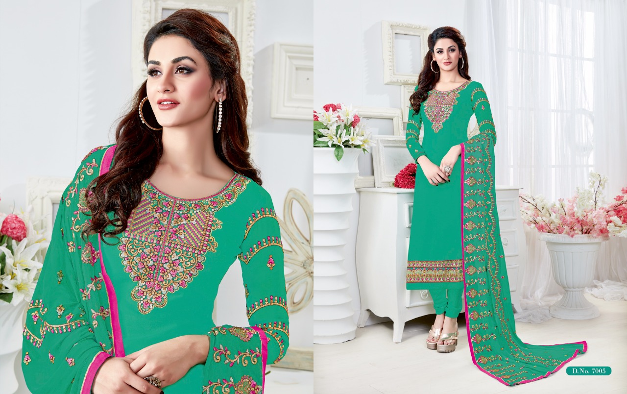 Nakshatra Vol-7 By Antique Creation 7001 To 7008 Series Beautiful Stylish Colorful Festive Collection Party Wear & Occasional Wear Georgette Dresses At Wholesale Price