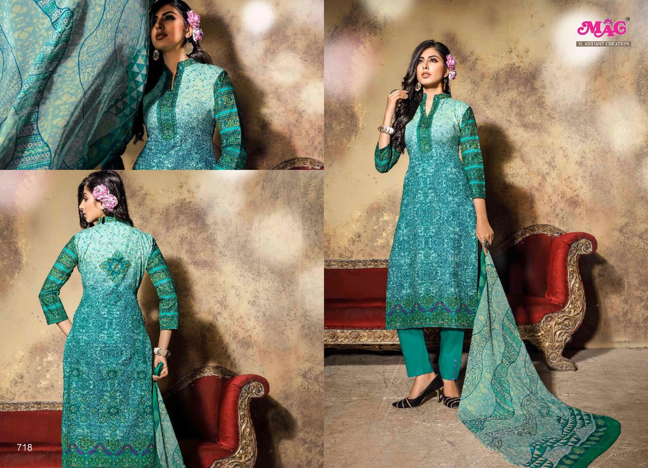 Nasrin Karachi Lawn By Mag 711 To 720 Series Pakistani Beautiful Suits Ethnic Wear Stylish Fancy Casual Wear Party Wear & Occasional Wear Lawn Cotton Printed Dresses At Wholesale Price