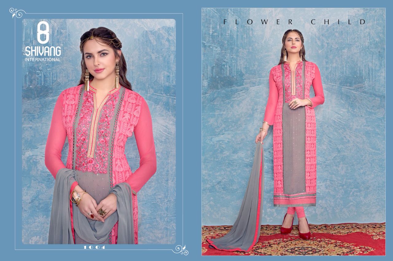 Nayra By Shivang International 1001 To 1006 Series Indian Ethnic Stylish Designer Embroidered Party Wear Occassional Wear Georgette Dresses At Wholesale Price