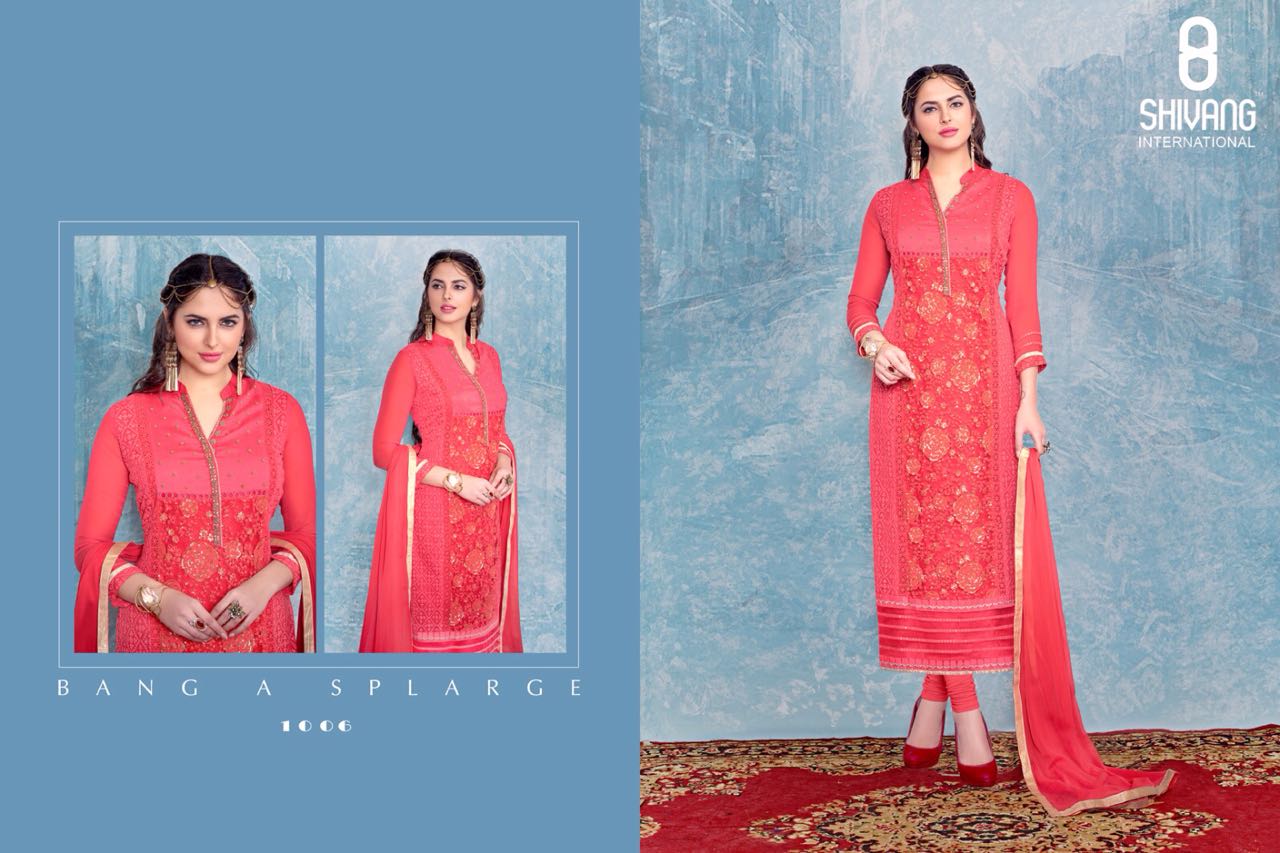 Nayra By Shivang International 1001 To 1006 Series Indian Ethnic Stylish Designer Embroidered Party Wear Occassional Wear Georgette Dresses At Wholesale Price