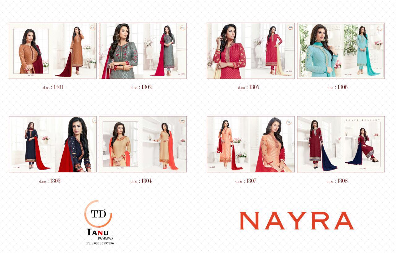 Nayra By Tanu Designer 1301 To 1308 Series Beautiful Indian Ethnic Wear Fancy Colorful Stylish Party Wear & Occasional Wear Brasso Printed Dresses At Wholesale Price