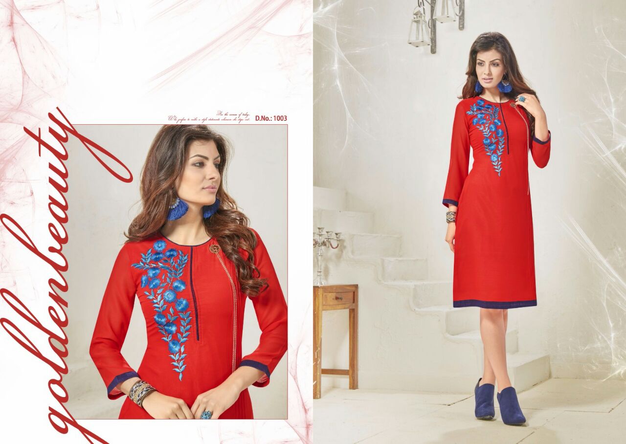 Nikhar By Swarn Pankh Western Beautiful Stylish Designer Embroidered Casual Wear Party Wear Ready To Wear Georgette Kurtis At Wholesale Price