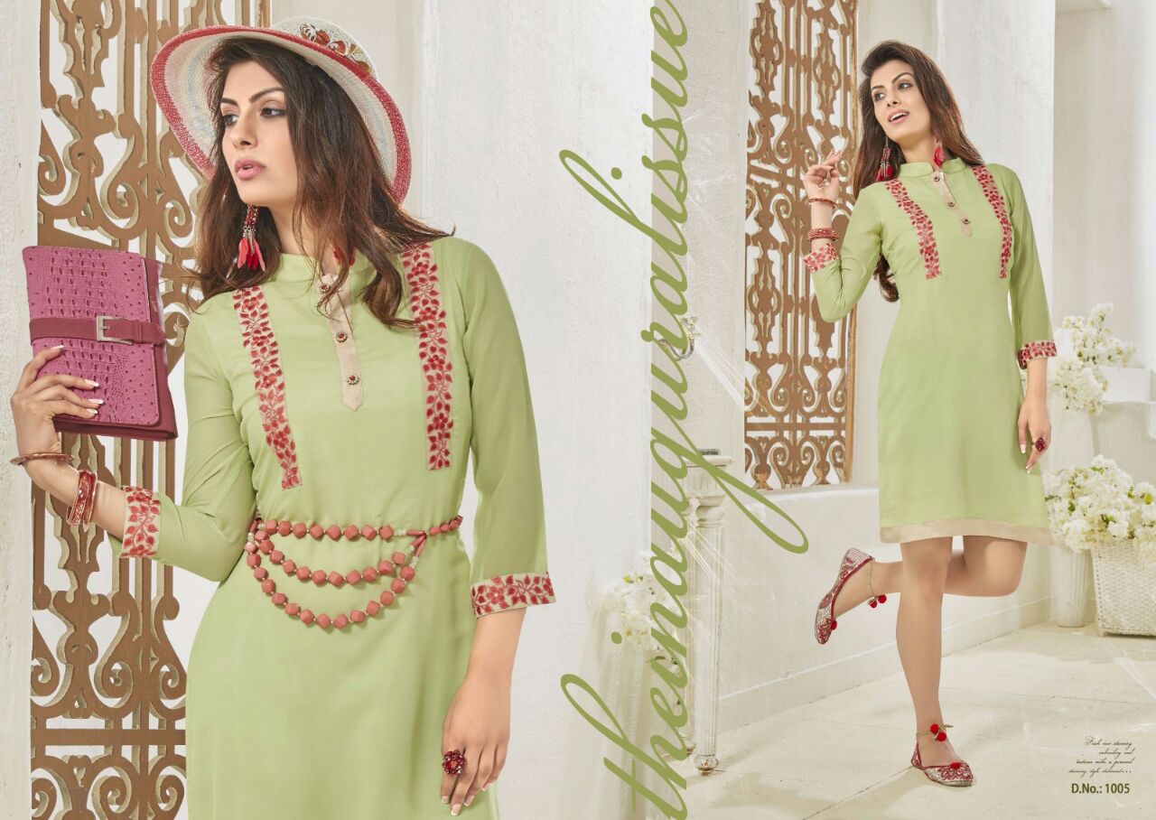 Nikhar By Swarn Pankh Western Beautiful Stylish Designer Embroidered Casual Wear Party Wear Ready To Wear Georgette Kurtis At Wholesale Price