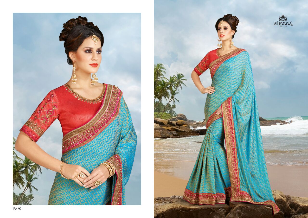 Nirvana 1901 Series By Nirvana Fashion 1901 To 1918 Series Designer Beautiful Colorful Traditional Wedding Wear & Party Wear Silk/ Georgette Embroidered Sarees At Wholesale Price
