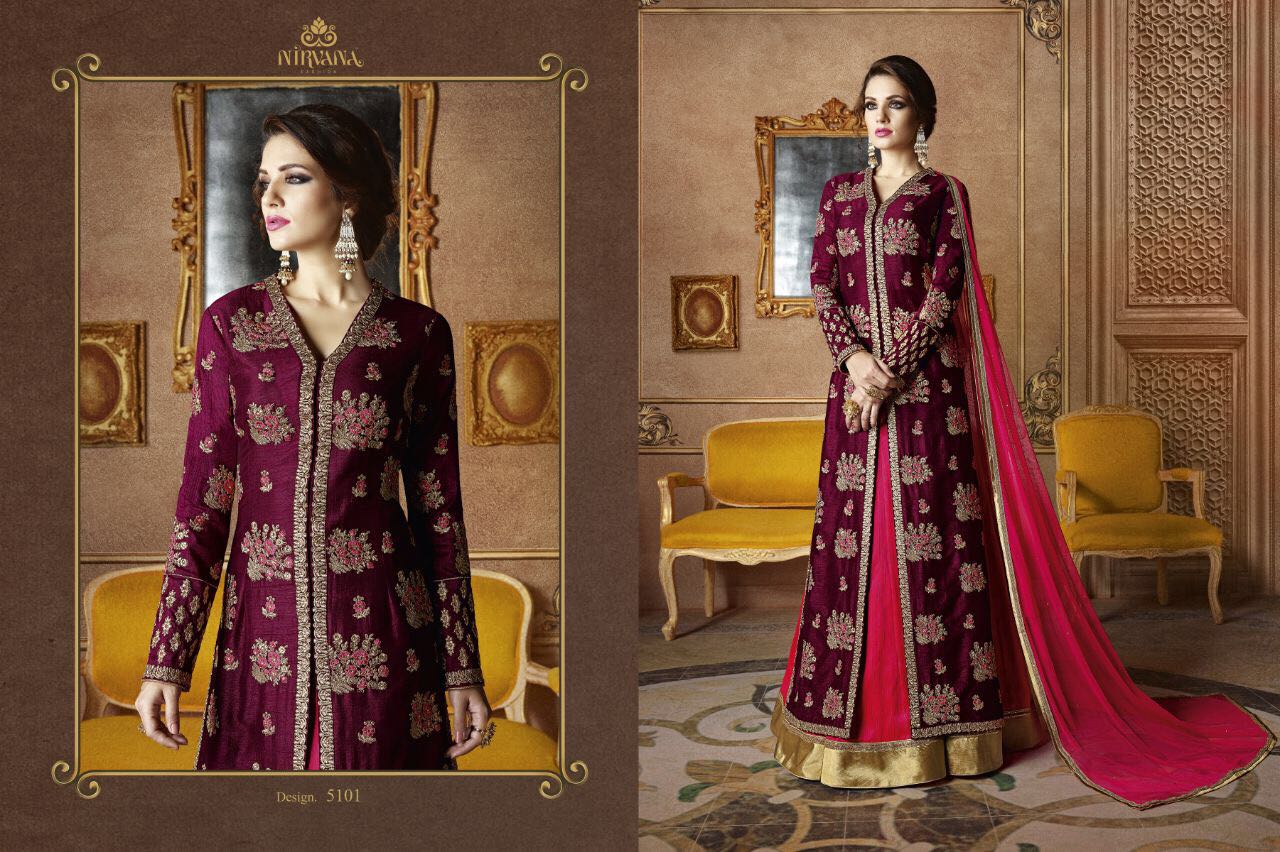 Nirvana 5101 Series By Nirvana Fashion 5101 To 5108 Series Indian Anarkali Suits Beautiful Designer Colorful Embroidered Party Wear & Occasional Wear Dresses At Wholesale Price