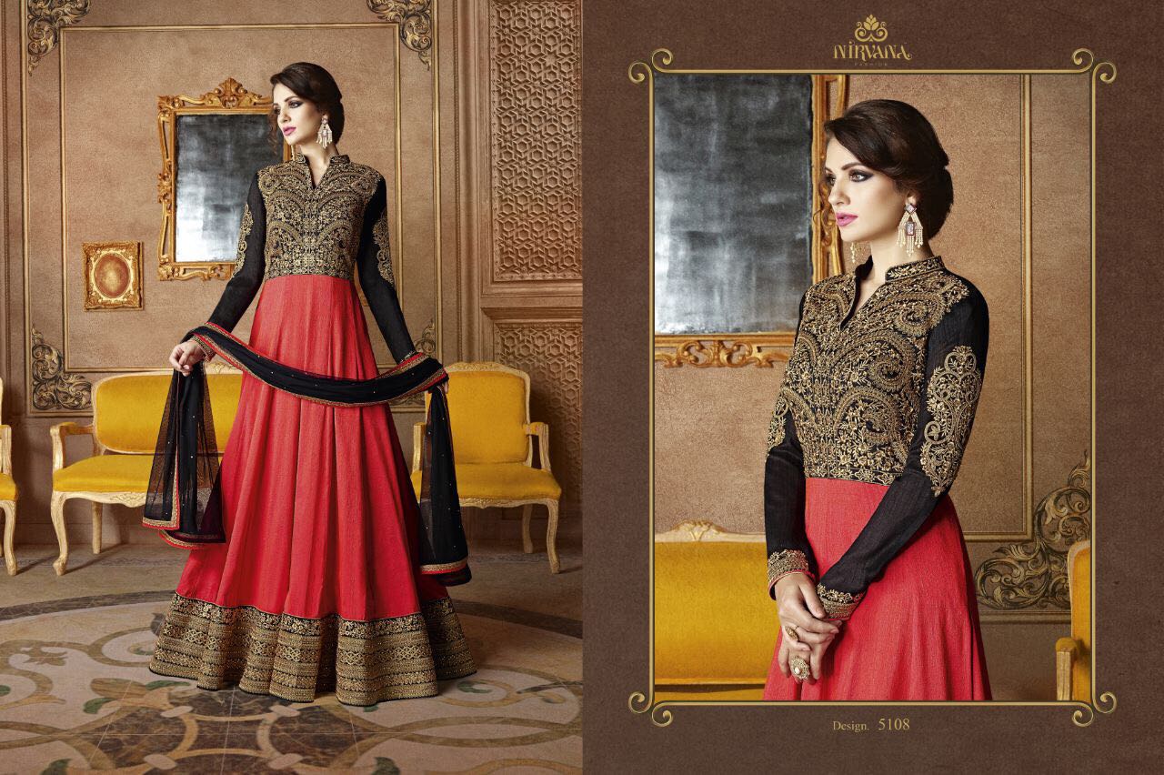 Nirvana 5101 Series By Nirvana Fashion 5101 To 5108 Series Indian Anarkali Suits Beautiful Designer Colorful Embroidered Party Wear & Occasional Wear Dresses At Wholesale Price