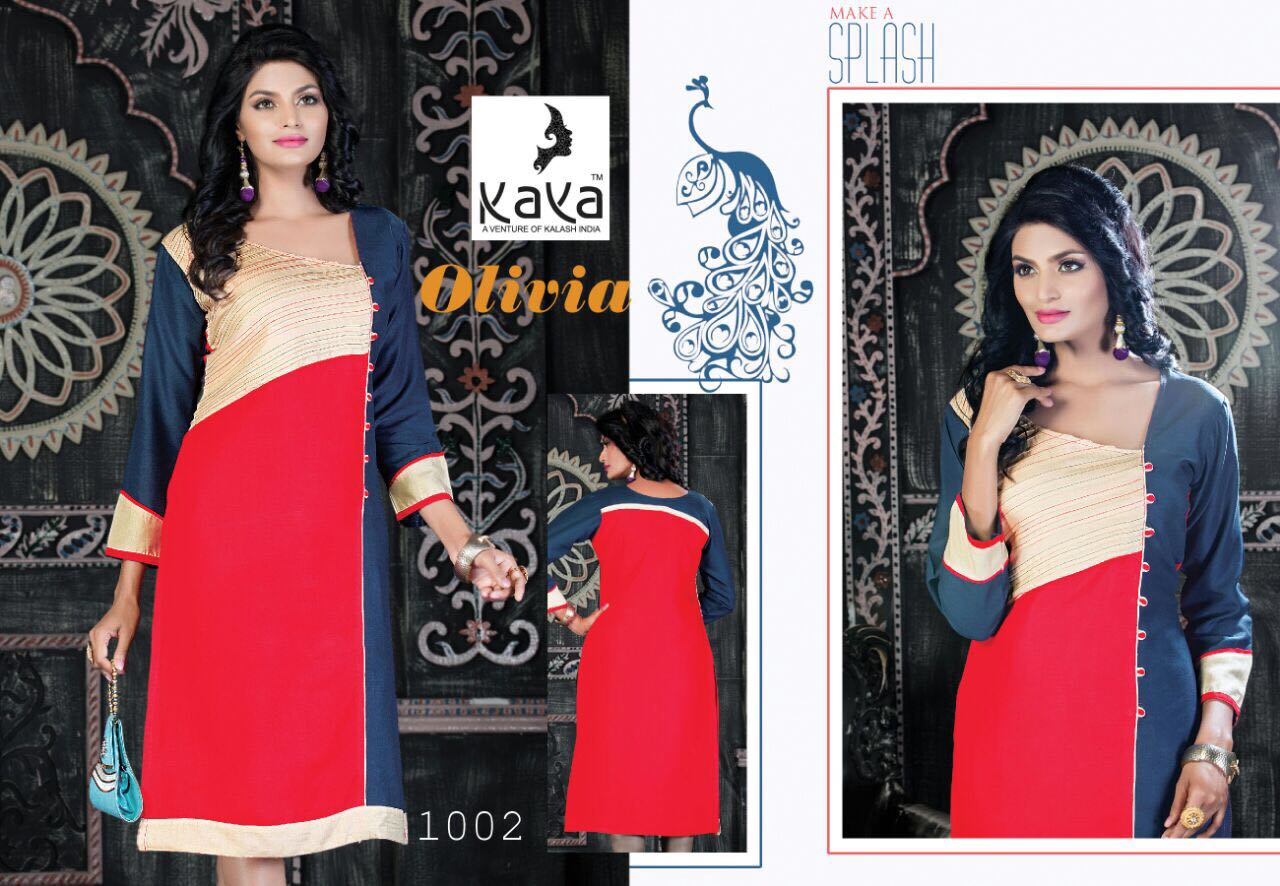 Olivia By Kaya 1001 To 1010 Series Western Beautiful Stylish Designer Printed Casual Wear Rayon Kurtis At Wholesale Price