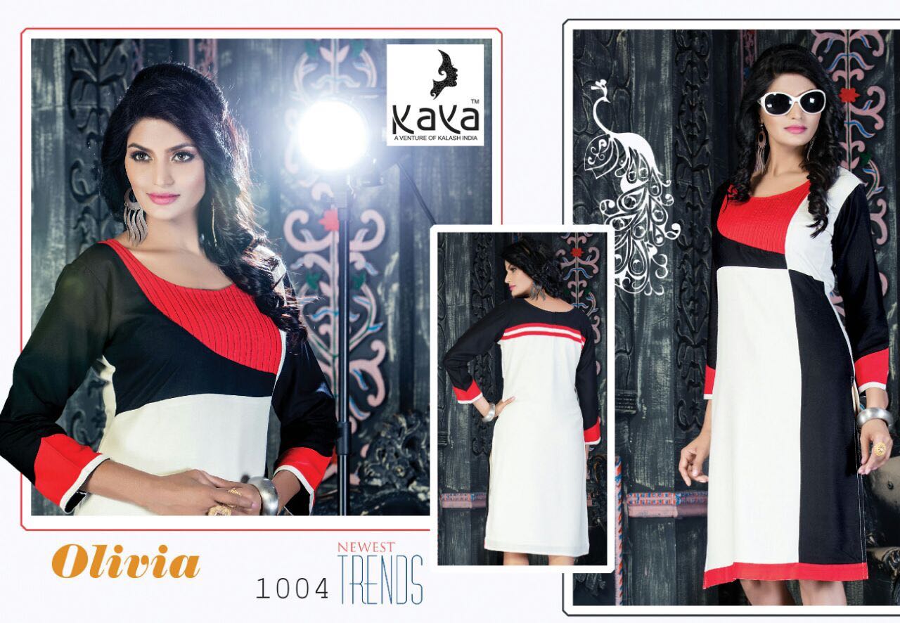 Olivia By Kaya 1001 To 1010 Series Western Beautiful Stylish Designer Printed Casual Wear Rayon Kurtis At Wholesale Price