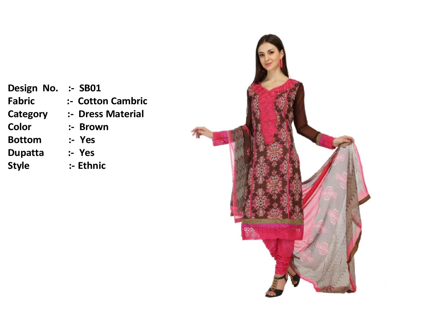 Oovao By Rp Trendz Sb01 To Sb10 Series Indian Ethnic Stylish Designer Embroidered Casual Wear Cotton Cambric Dresses At Wholesale Price