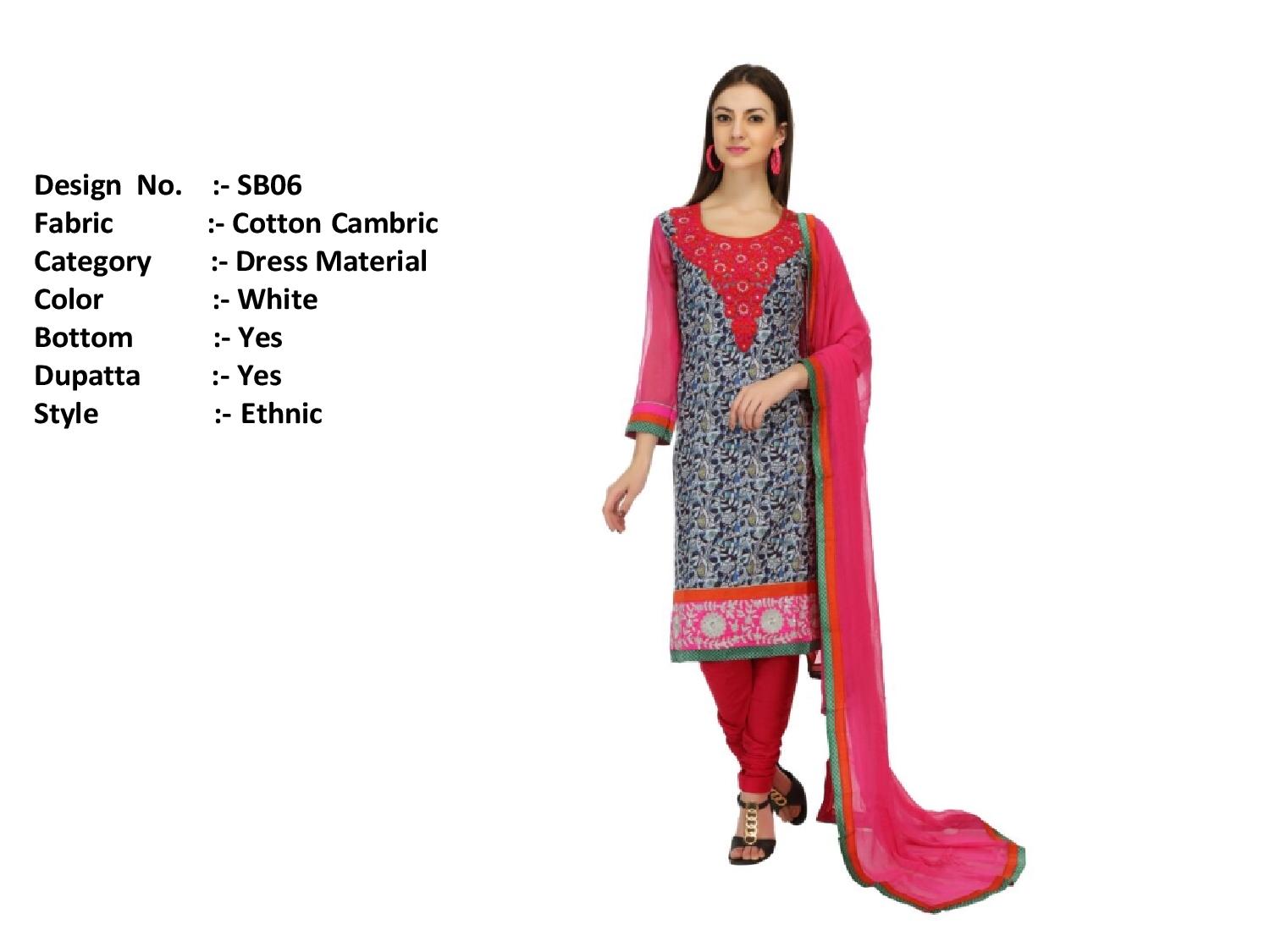 Oovao By Rp Trendz Sb01 To Sb10 Series Indian Ethnic Stylish Designer Embroidered Casual Wear Cotton Cambric Dresses At Wholesale Price