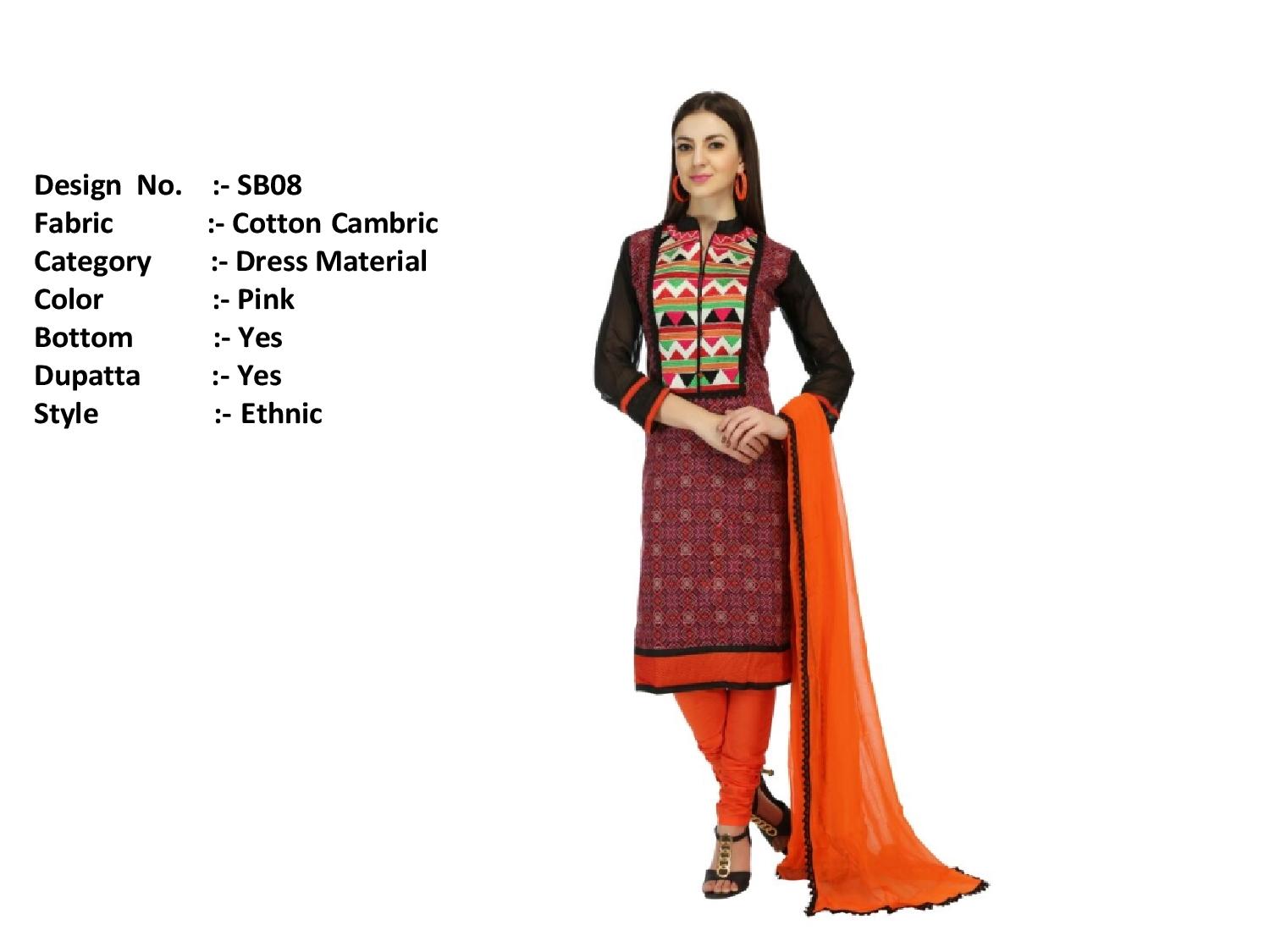 Oovao By Rp Trendz Sb01 To Sb10 Series Indian Ethnic Stylish Designer Embroidered Casual Wear Cotton Cambric Dresses At Wholesale Price