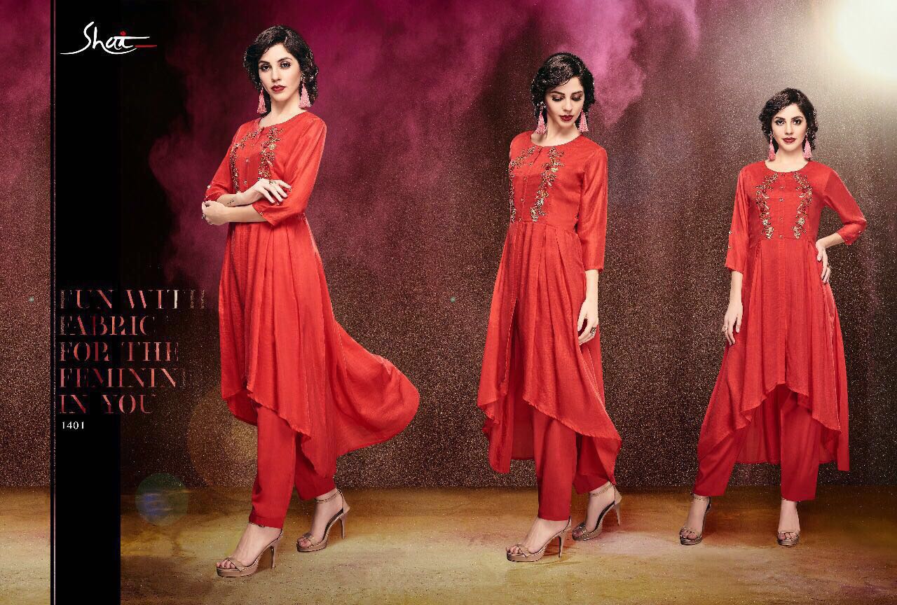 Paridhan By Shai 1401 To 1411 Series Stylish Designer Beautiful Colorful Fancy Party Wear & Ethnic Wear Heavy Cotton Kurtis & Palazzos At Wholesale Price