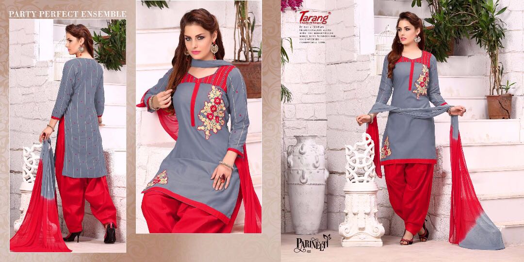 Parineeti By Tarang 101 To 108 Series Patiyala Suits Stylish Colorful Beautiful Fancy Party Wear & Ethnic Wear Glace Cotton Dresses At Wholesale Price