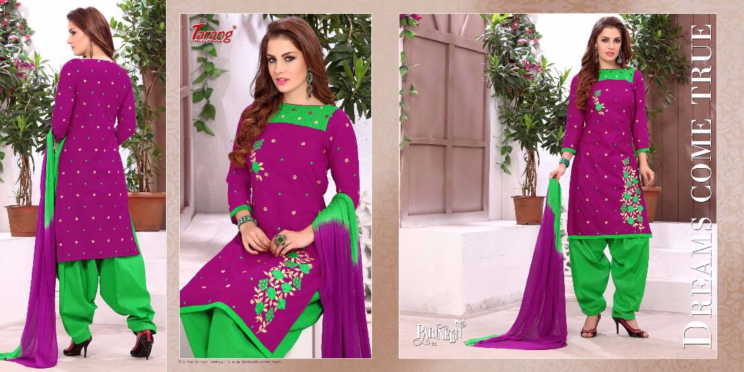 Parineeti By Tarang 101 To 108 Series Patiyala Suits Stylish Colorful Beautiful Fancy Party Wear & Ethnic Wear Glace Cotton Dresses At Wholesale Price