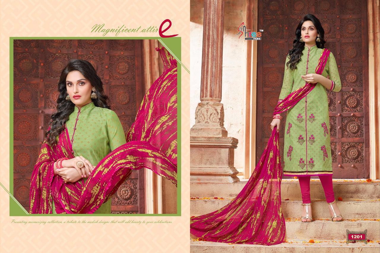 Parisha By Shree Fabs 1201 To 1213 Series Beautiful Stylish Designer Embroidered Party Wear Casual Wear Chanderi Cotton Dresses At Wholesale Price