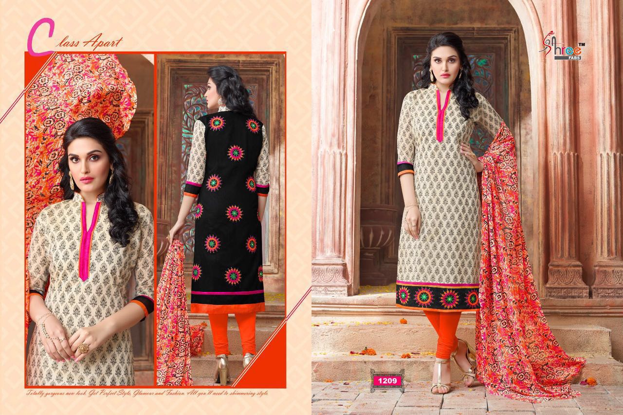 Parisha By Shree Fabs 1201 To 1213 Series Beautiful Stylish Designer Embroidered Party Wear Casual Wear Chanderi Cotton Dresses At Wholesale Price