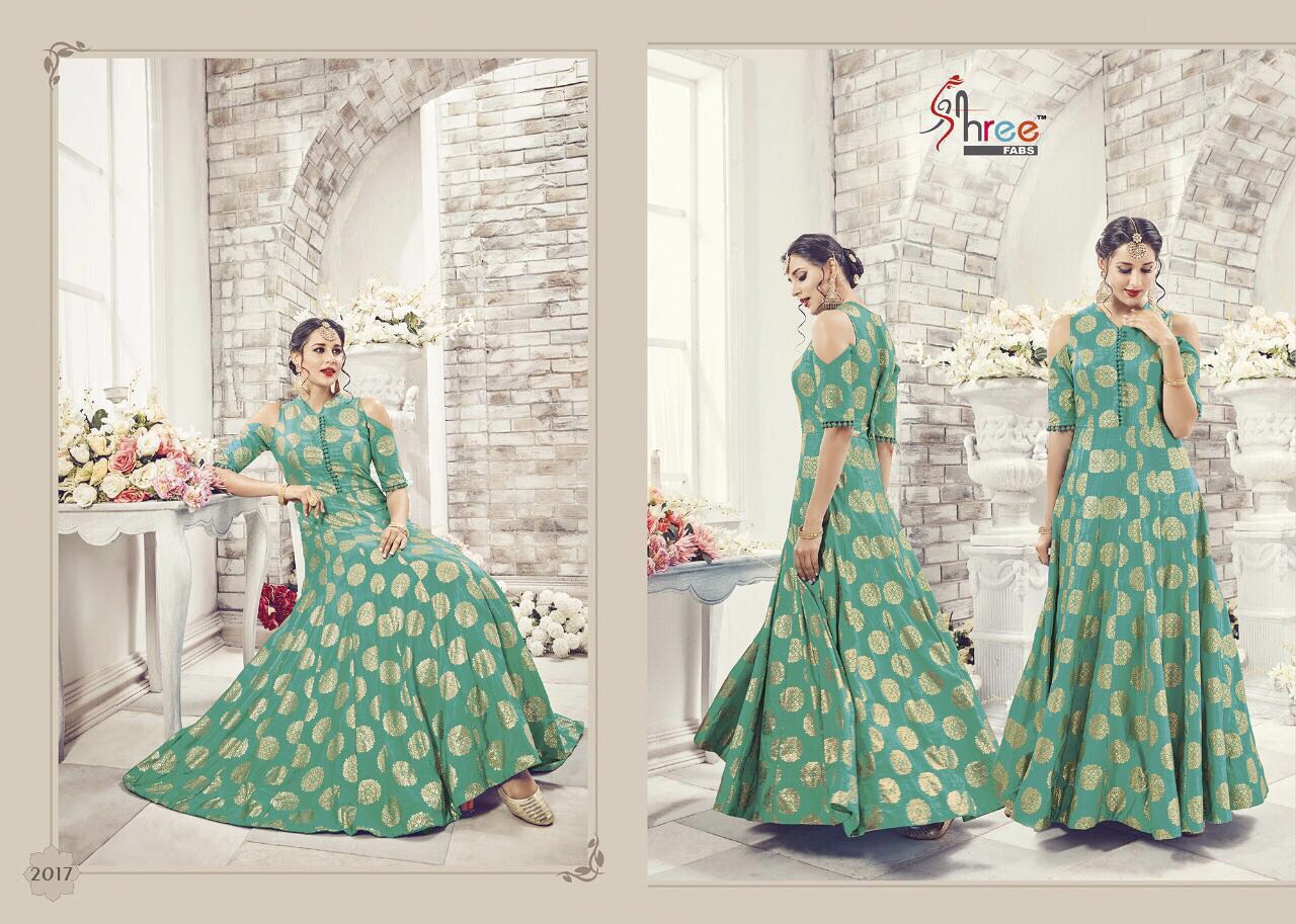 Party Wear By Shree Fabs 2017 To 2021 Series Stylish Beautiful Fancy Colorful Party Wear & Occasional Wear Heavy C/n Two Tone Printed Dresses At Wholesale Price