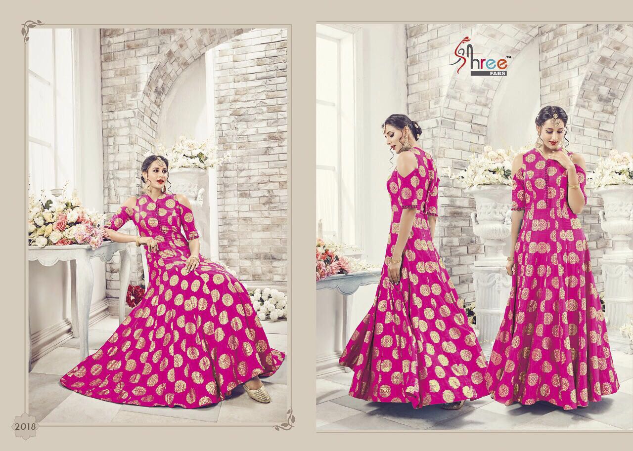 Party Wear By Shree Fabs 2017 To 2021 Series Stylish Beautiful Fancy Colorful Party Wear & Occasional Wear Heavy C/n Two Tone Printed Dresses At Wholesale Price
