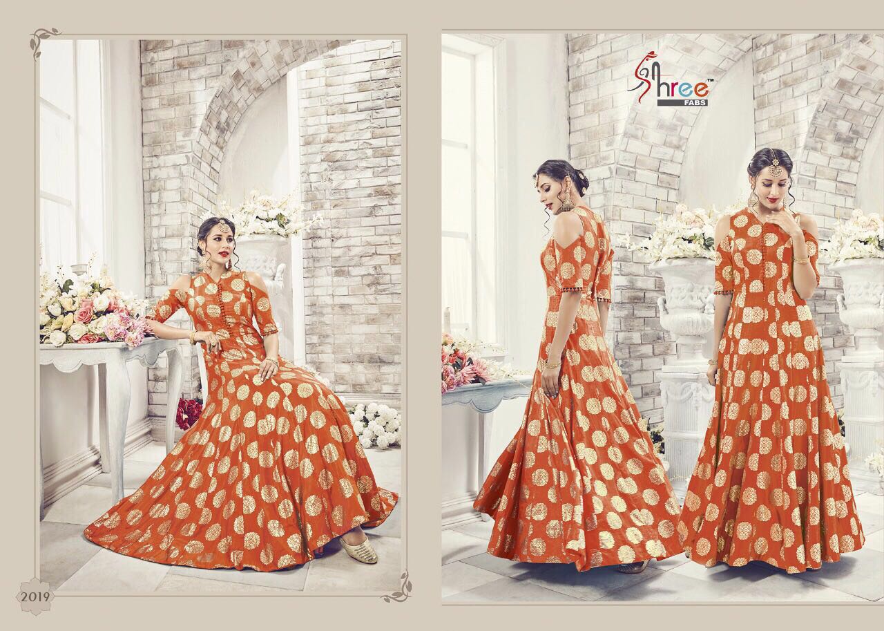 Party Wear By Shree Fabs 2017 To 2021 Series Stylish Beautiful Fancy Colorful Party Wear & Occasional Wear Heavy C/n Two Tone Printed Dresses At Wholesale Price
