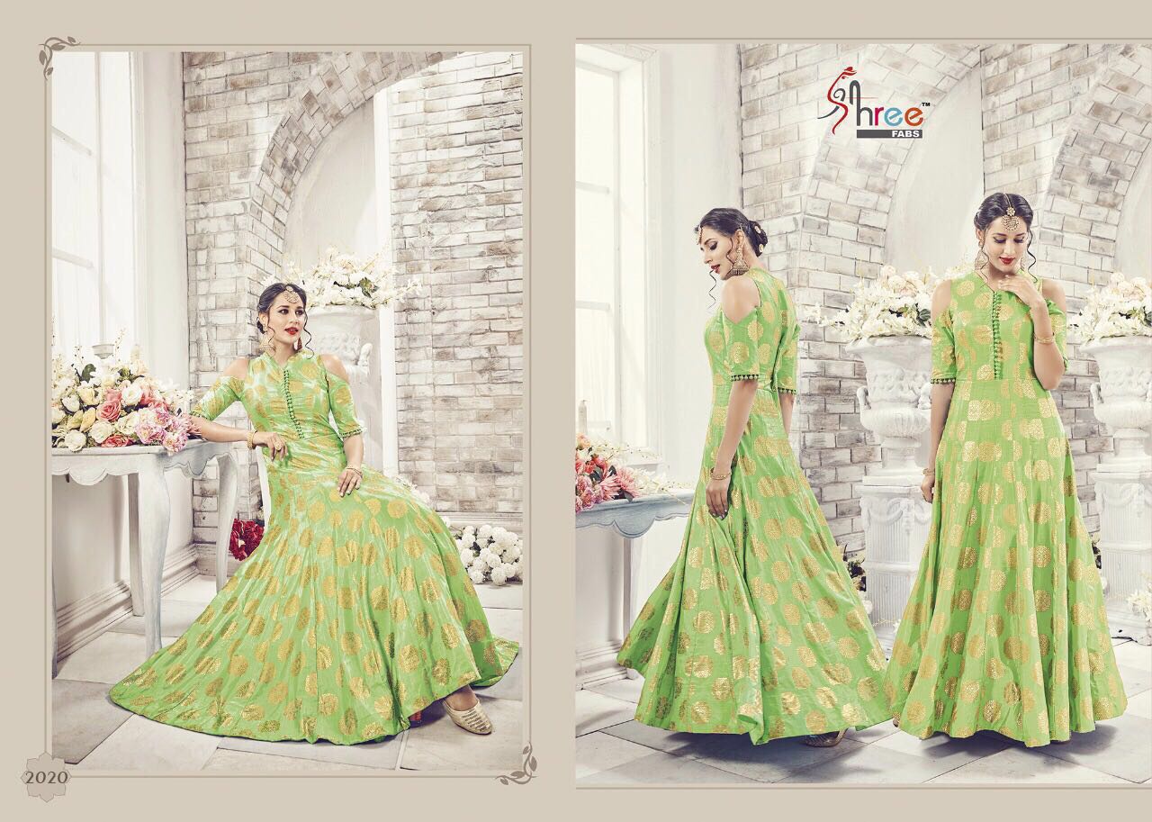 Party Wear By Shree Fabs 2017 To 2021 Series Stylish Beautiful Fancy Colorful Party Wear & Occasional Wear Heavy C/n Two Tone Printed Dresses At Wholesale Price