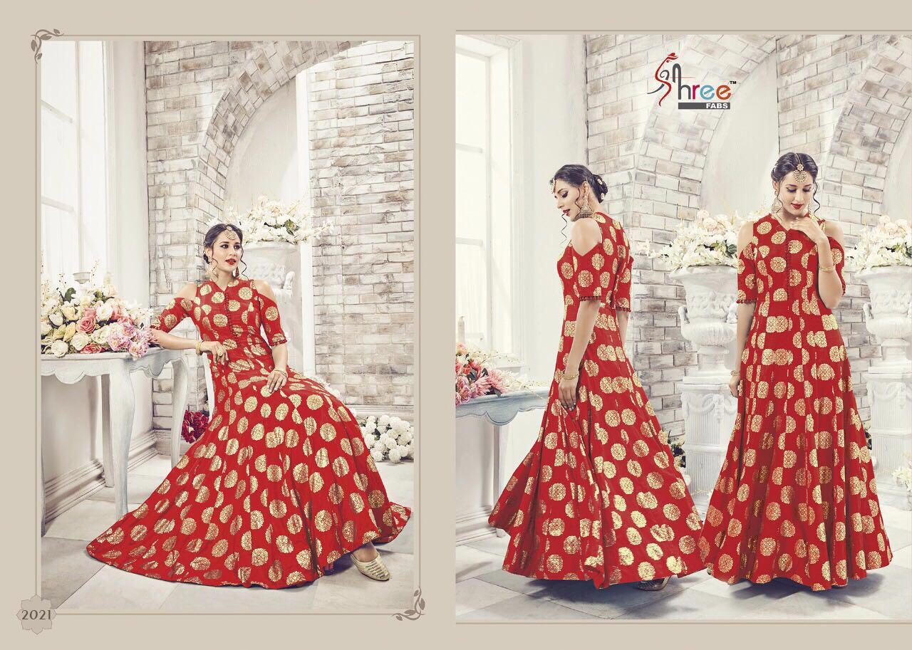 Party Wear By Shree Fabs 2017 To 2021 Series Stylish Beautiful Fancy Colorful Party Wear & Occasional Wear Heavy C/n Two Tone Printed Dresses At Wholesale Price