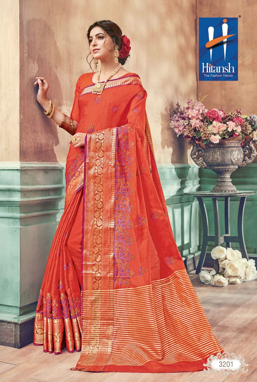 Pashmina Vol-1 By Hitansh 3201 To 3210 Series Designer Colorful Beautiful Traditional Wear & Occasional Wear Fancy Work Sarees At Wholesale Price