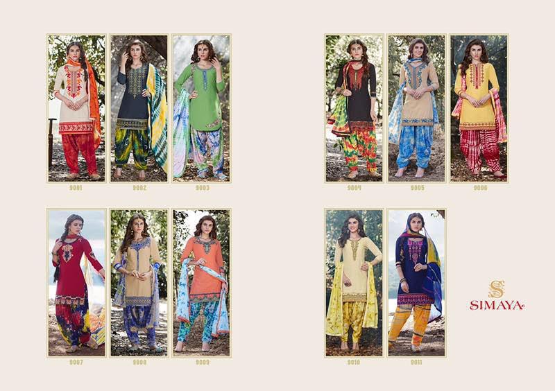 Patiala City 9001 To 9011 Series By Simaya Fashion Beautiful Embroidered Colorful Stylish Pretty Party Wear Casual Wear Occasional Wear Printed Cotton Patiala Dresses At Wholesale Price