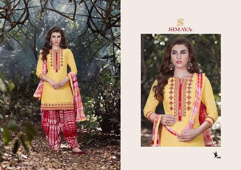 Patiala City 9001 To 9011 Series By Simaya Fashion Beautiful Embroidered Colorful Stylish Pretty Party Wear Casual Wear Occasional Wear Printed Cotton Patiala Dresses At Wholesale Price