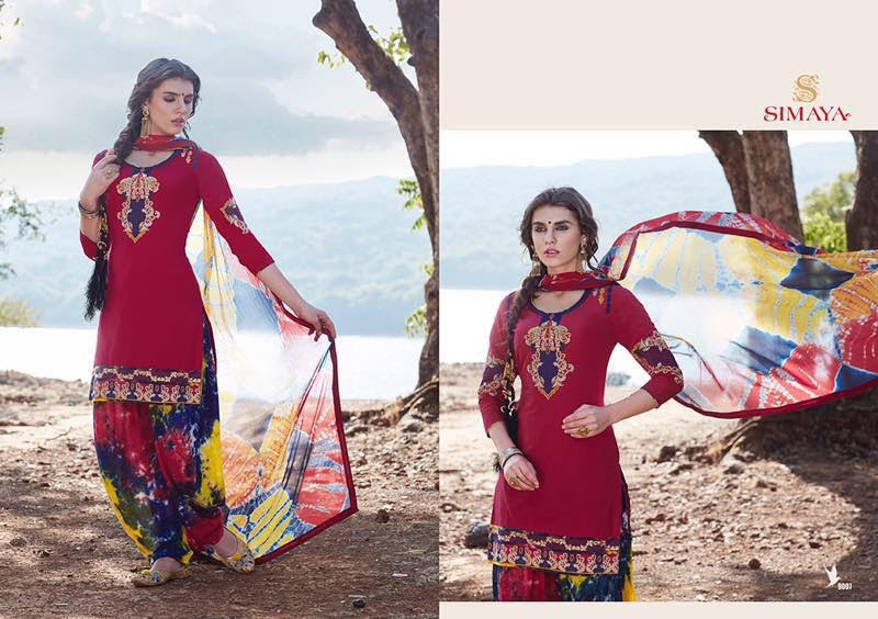 Patiala City 9001 To 9011 Series By Simaya Fashion Beautiful Embroidered Colorful Stylish Pretty Party Wear Casual Wear Occasional Wear Printed Cotton Patiala Dresses At Wholesale Price