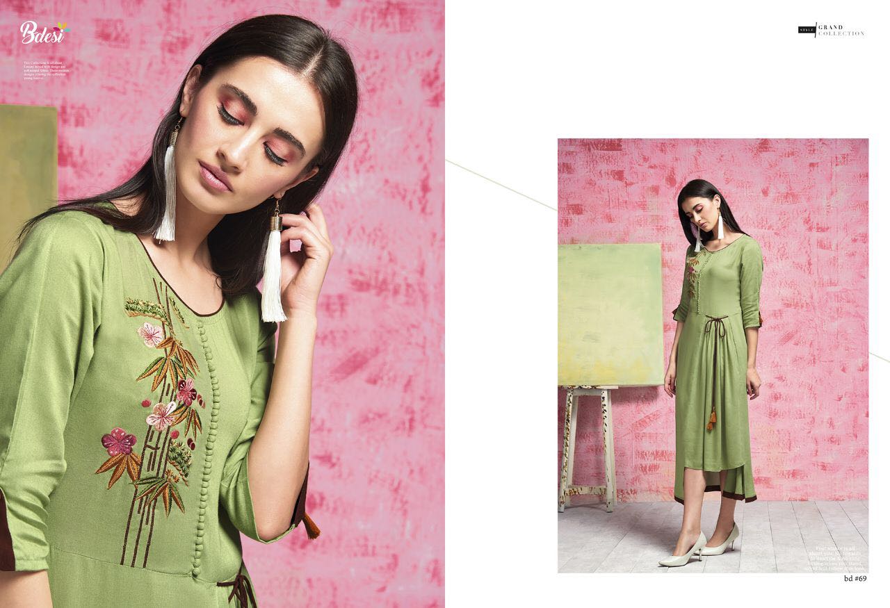 Petels By Bdesi 69 To 78 Series Designer Stylish Fancy Beautiful Colorful Party Wear & Ethnic Wear Rayon Slub Embroidered Kurtis At Wholesale Price