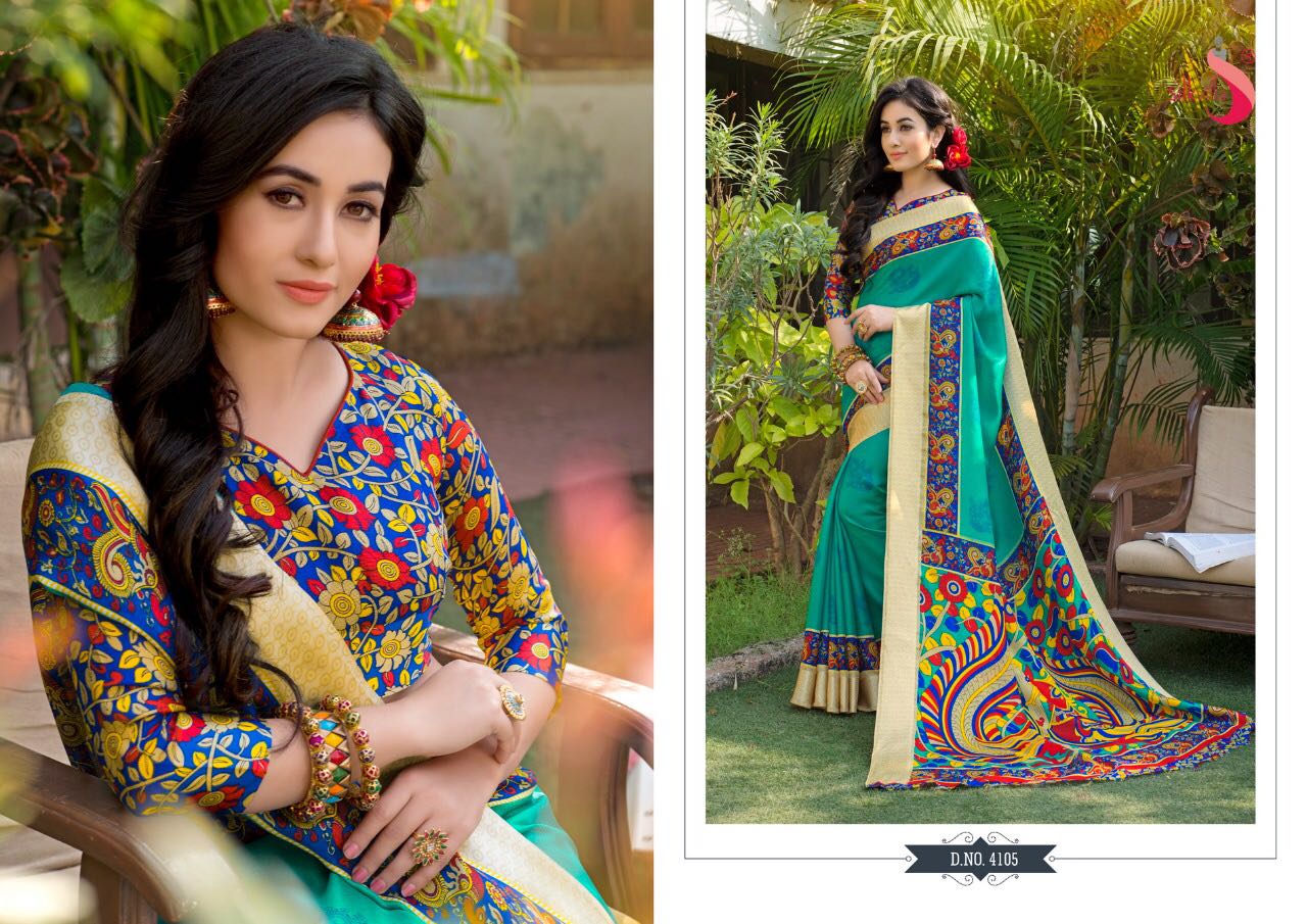 Pikasso By Silkvilla 4101 To 4111 Series Designer Beautiful Colorful Fancy Ethnic Wear & Party Wear Printed Jute Satin Border Sarees At Wholesale Price