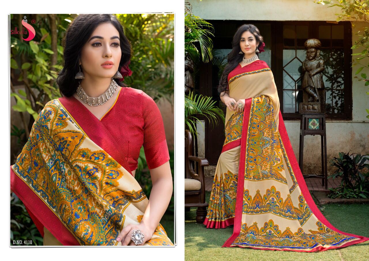 Pikasso By Silkvilla 4101 To 4111 Series Designer Beautiful Colorful Fancy Ethnic Wear & Party Wear Printed Jute Satin Border Sarees At Wholesale Price