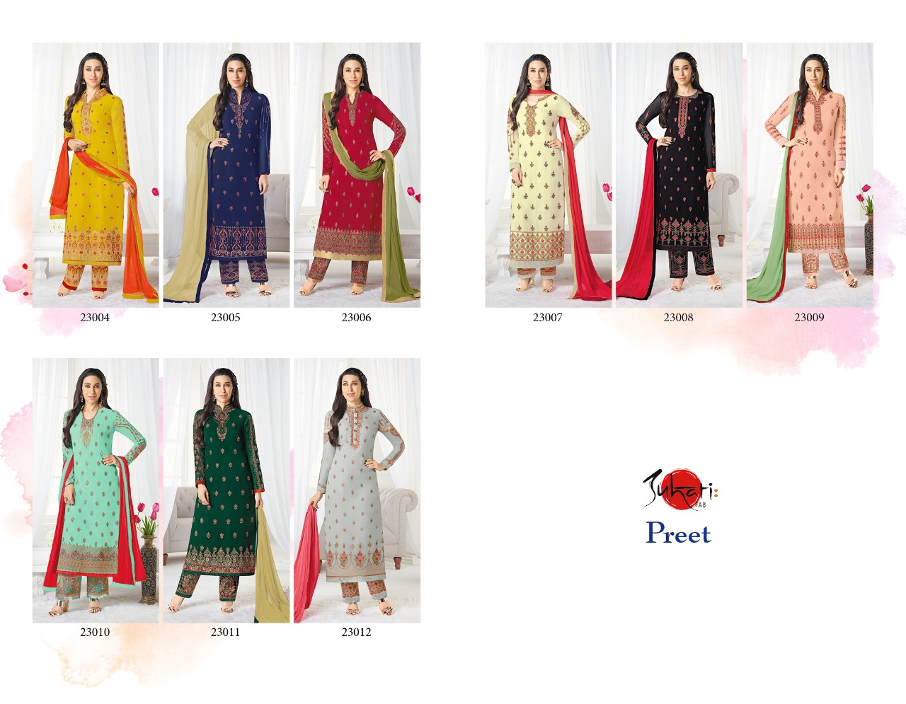 Preet By Suhati Fab 23004 To 23012 Series Designer Pakistani Suits Embroidered Beautiful Fancy Colorful Party Wear & Occasional Wear Faux Georgette Dresses At Wholesale Price