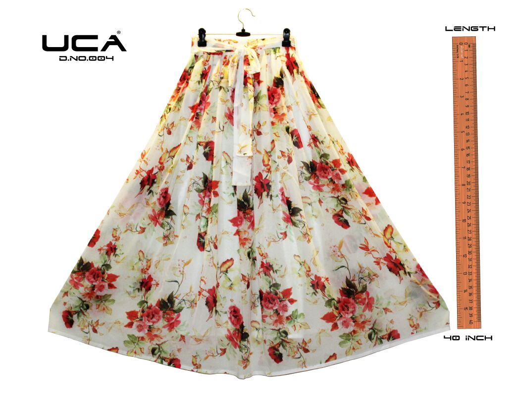 Printed Skirt-11 001 To 017 Series By Uca Beautiful Colourful Stylish Fancy Pretty Party Wear Occasional Wear Casual Wear Printed Georgette Skirt At Wholesale Price