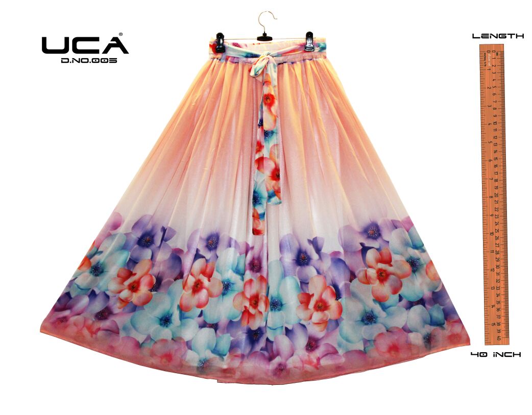 Printed Skirt-11 001 To 017 Series By Uca Beautiful Colourful Stylish Fancy Pretty Party Wear Occasional Wear Casual Wear Printed Georgette Skirt At Wholesale Price