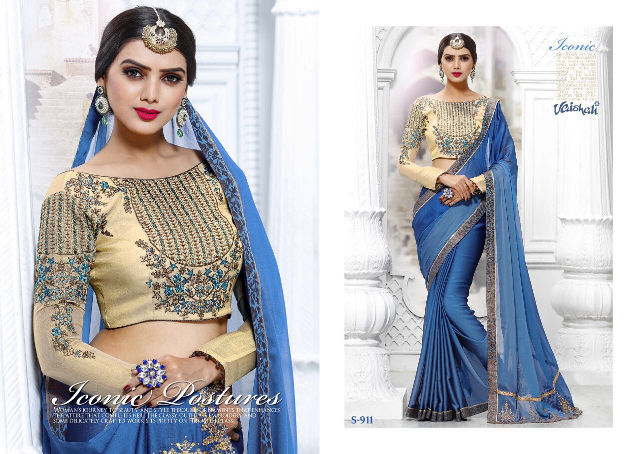 Quintessential By Vaishali Fashions 911 To 921 Series Indian Beautiful Stylish Colorful Fancy Occasional Wear & Party Wear Fancy Stance Sarees At Wholesale Price